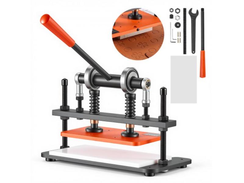Leather Cutting Machine - 10.24 x 5.91 in. Embossing Plate Die Cutter - Hand Press for Fabric - Paper & Silicone - 3300 lbs Pressure 0.47 in. Stroke