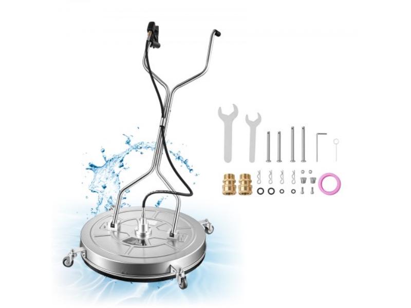 Pressure Washer Surface Cleaner - 30 in. - Stainless Steel Attachment with Wheels for Concrete - Patio - Sidewalk - Deck - Driveway - 4000 Max PSI