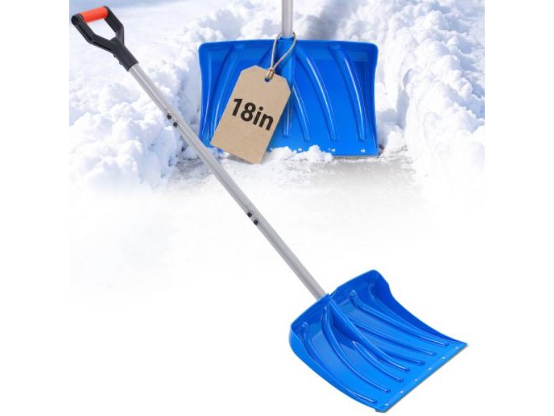 Snow Shovel - 18 in. Wide Plastic Shovel with D-Grip Handle for Home - Garden - Camping & Outdoor Use - Lightweight Snow Removal Tool