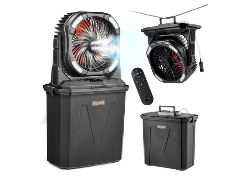 Misting Fan - 2.38 gal Water Tank - 10000mAh Battery - 4-Speed Wind & 5 Lighting Modes - Water Cooling Fans for Indoor - Outdoor & Patio