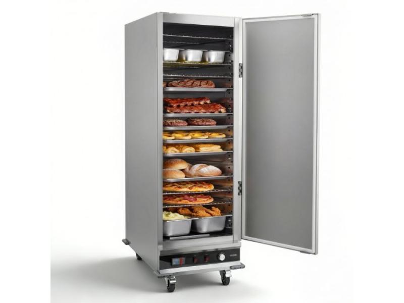 Electric Hot Box Food Warmer - 16-Tier Commercial Warming Cabinet with Water Tray - Single-Door & Adjustable Shelves - Stainless Steel