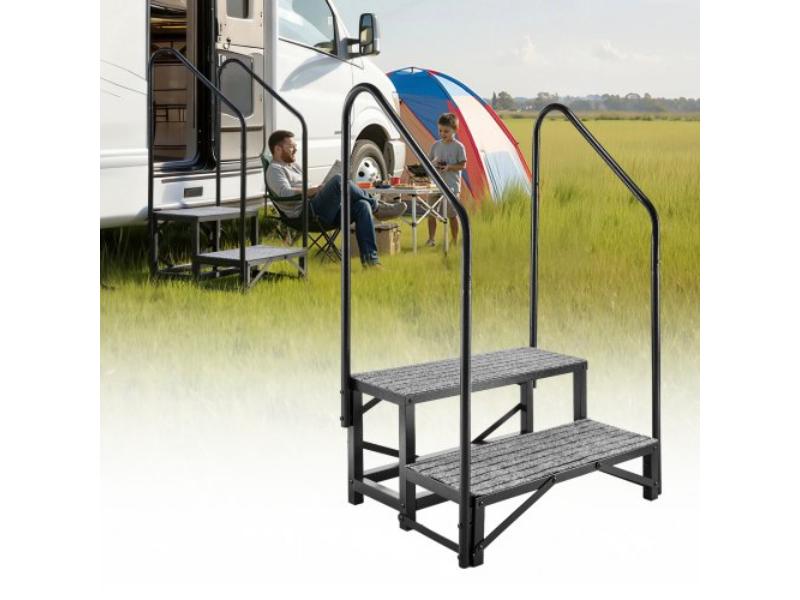 RV Steps - 2 Steps - 660 lbs Load Capacity - Heavy Duty Outdoor Stairs with Non-Slip Mat for Elderly Pets - Portable for Hot Tub
