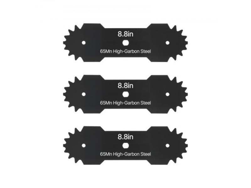Electric Edger Blades - 8.8 in. - 65Mn High-Carbon Steel - Multi-Serrated Sharp Edge - Compatible with ASYTM01230 Edger - Black - Pack of 3