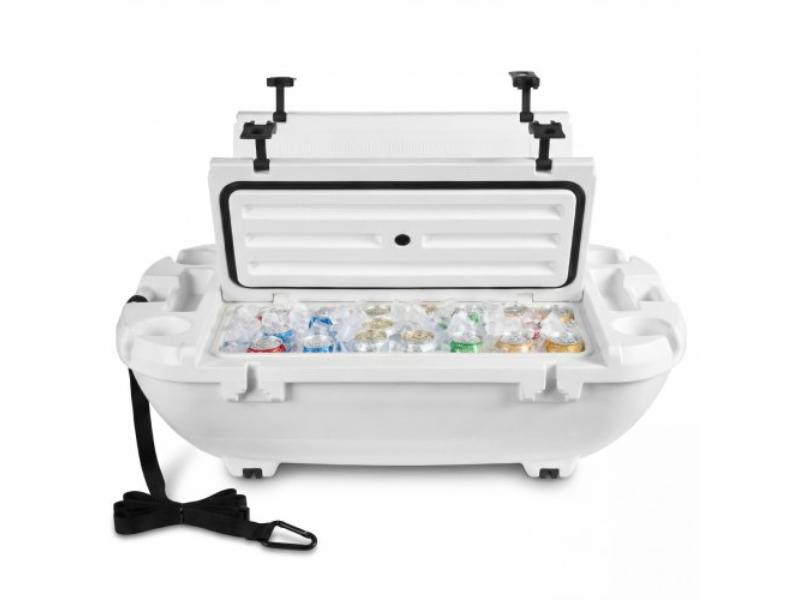 Floating Cooler - 40 qt. Floating Ice Chest with Dry Storage & Tow Rope - Premium LLDPE Amphibious Drink Cooler for Water & Land - White