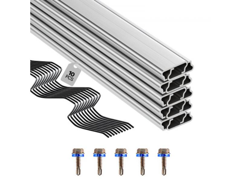 Greenhouse Spring Wire & Lock Channel Bundle Kit - 6.56 ft. PVC-Coated Wiggle Wire & Aluminum Alloy Channel, Silver - Pack of 10