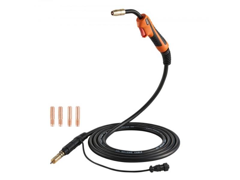 MIGHQMILLERMQAX50001V0 150A MIG Welding Gun with 15 ft. Cable - Replacement for Miller M-15-M-150 & 249041 with Mig Welding Contact Tips - Pack of 5