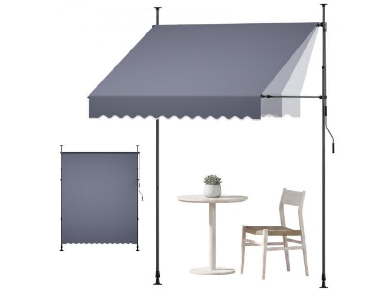 Manual Retractable Awning - 78 in. Wide - Height-Adjustable Patio Sunshade - Manual Crank for Backyard, Garden & Balcony - Dark Gray