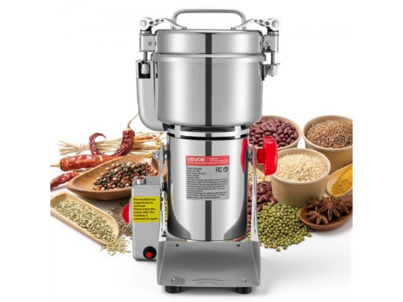Electric Grain Mill Grinder - 2000W 28000RPM High Speed Dry Grinding Machine - Stainless Steel Pulverizer for Grains - Coffee - Spices & Nuts