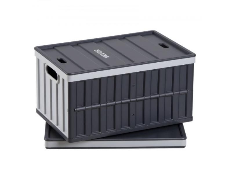 Plastic Collapsible Storage Bins - 65L - Stackable Folding Crates - Handles - 84 lbs Capacity Per Bin - Heavy-Duty Organizers - Pack of 2