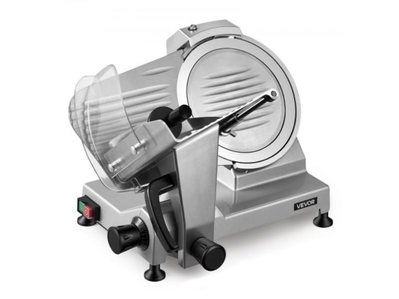 Commercial Meat Slicer - 10 in. Electric Deli Slicer with Carbon Steel Blade - Built-In Sharpener & 0.47 in. Adjustable Thickness - UL Approved