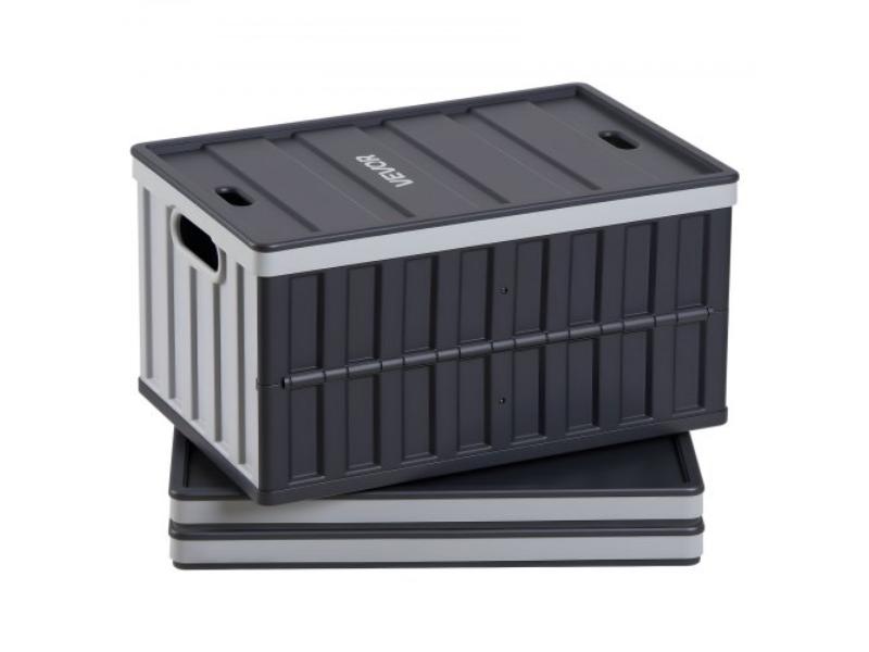 Plastic Collapsible Storage Bins with Lids - 65L - Stackable Folding Crates - Holds 84 lbs - Heavy Duty Containers for Home Organizing - Pack of 3