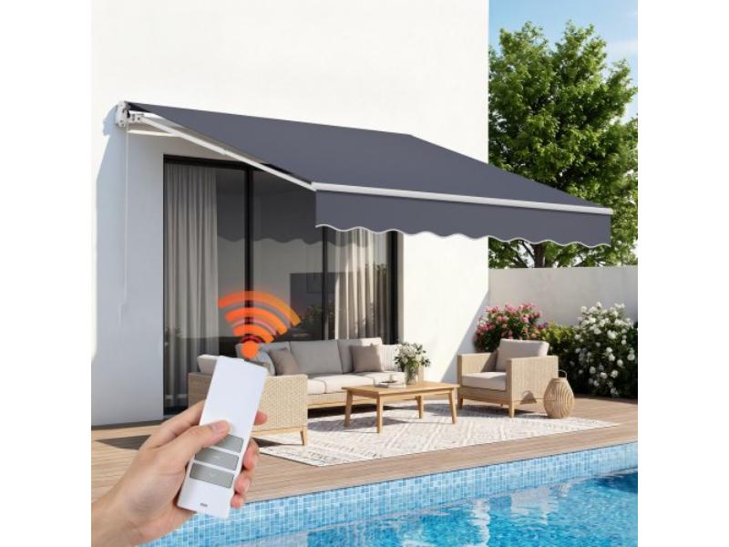 VEVOR Electric Retractable Awning, 9.8' x 8.2' Motorized Patio Awning, Sunshade Shelter with Remote Controller & Manual Crank Handle, Waterproof...