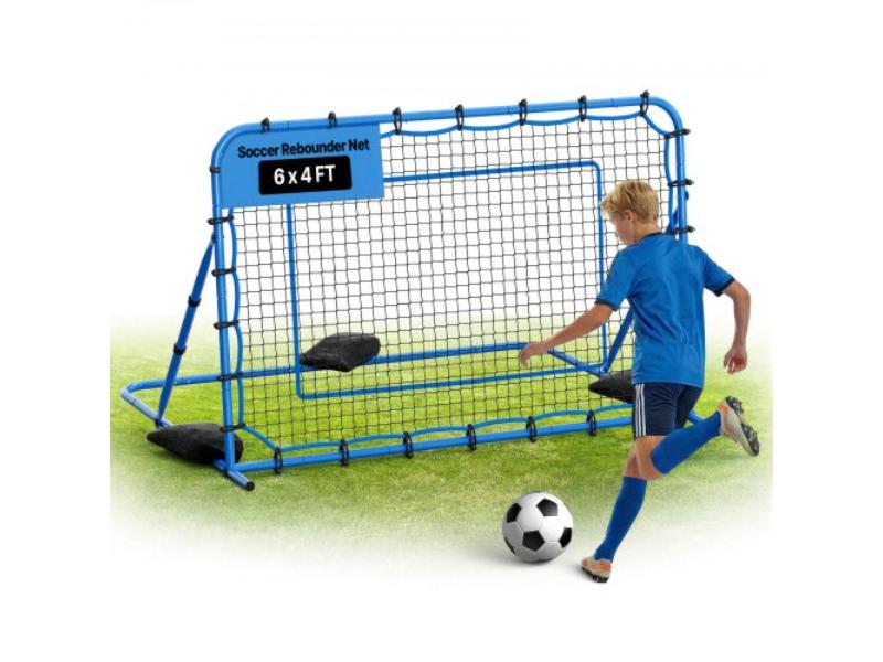 Soccer Rebounder Net - Quick-Switch Angle Goal Rebounder for Control & Passing Practice - Heavy-Duty Iron Frame & PE Net - 6 x 4 ft.
