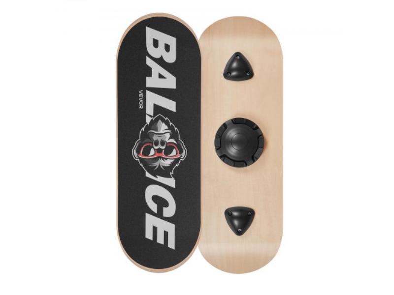 Balance Board - Wobble Trainer for Adults - 3-Level Adjustable Base - Wooden Balance Equipment - Slip-Resistant Surface - Black