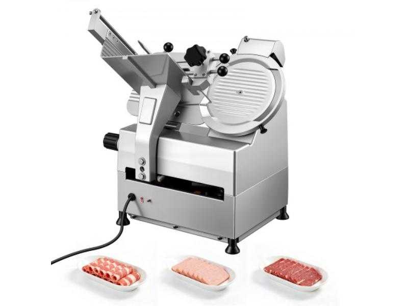 Fully Automatic Meat Slicer - 180W Plus 370W - 10 in. Blade - Built-In Sharpener & 0.3 in. Adjustable Thickness for Meat - Ham - Baguette & Steak