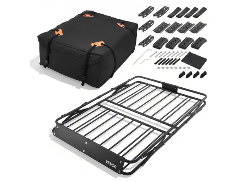Roof Rack Cargo Basket - 51 x 36 x 4 in. - Heavy Duty Roof Top Carrier with Folding Design - 200 lbs Capacity - Universal Fit for SUV Truck Car