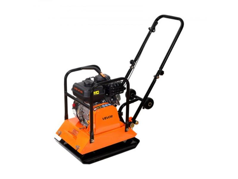 Plate Compactor - 6.5HP 196CC Gas Engine - 5700 VPM - 4047 lbs Compaction Force - 21 x 16 in. Plate - Walk Behind - Black & Orange