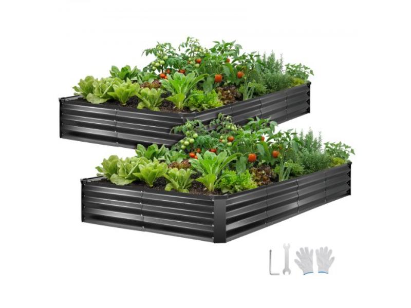 Galvanized Raised Garden Beds - 8 x 4 x 1 ft. - Metal Planter Boxes - Bottomless Elevated Design for Flowers & Vegetables - Dark Gray - Pack of 2