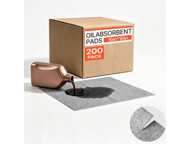 Oil & Water Absorbent Pads - 16 x 18 in. - Medium-Duty Spill Absorbing Pads - Universal for Gasoline - Engine - Oil - Water & Coolant - Pack of 200