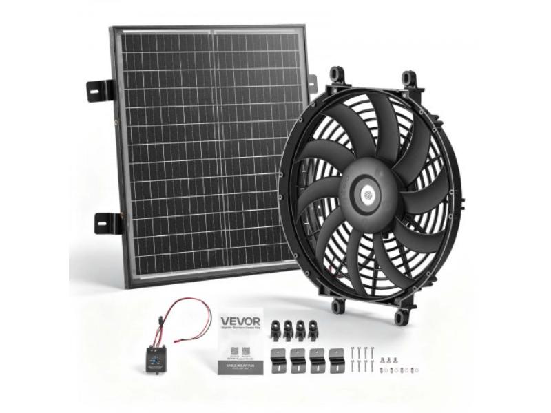Gable Mount Fan - 12 in. Solar-Powered Attic Vent Exhaust Fan - 1300 CFM Cooling & Ventilation for Roof - Greenhouse - Garage & Shop - Black