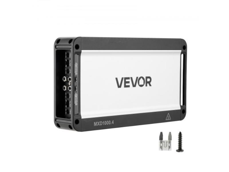 4-Channel Car Audio Amplifier - Class D Full Range - 2 Ohm Stable - Bridgeable - 4 x 500W at 4 Ohm - 1000W at 2 Ohm - Sandblasted Black