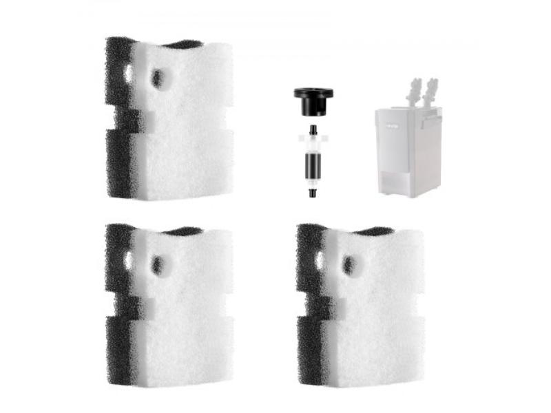 Aquarium Filter Media Pads - Replacement for AQ500 - Canister Floss for Fish Tank - 3 Black Foam & 3 White Polyester Pads - 6 Piece