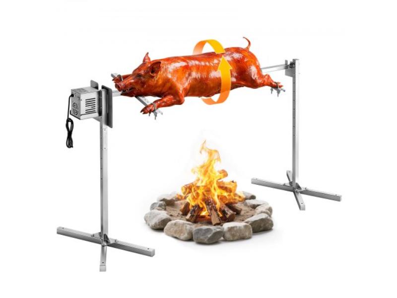 Rotisserie Grill AC120V - 8 Level Height - 88 lbs Load Capacity - 38W Motor - Stainless Steel Automatic Grilling Kits for BBQ Parties