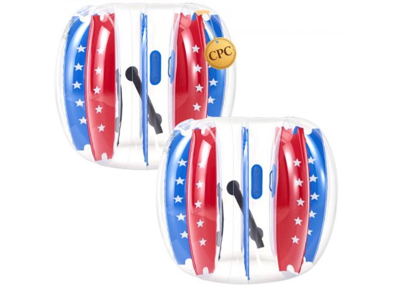 Inflatable Bumper Balls - 4 ft. Human Bubble Balls - Thick PVC for Teens, Backyard, Camping, Picnic & Park - Blue & Red - Pack of 2