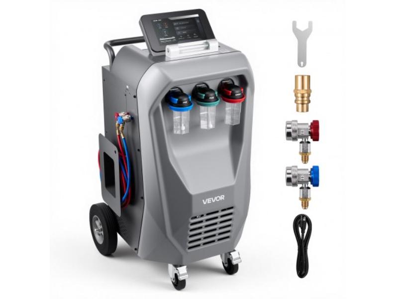 Fully Automatic Refrigerant Recovery Machine for R134a - 98.5 Percent Accuracy - 10.1 in. Touch Screen & Flushing for Automotive AC Systems