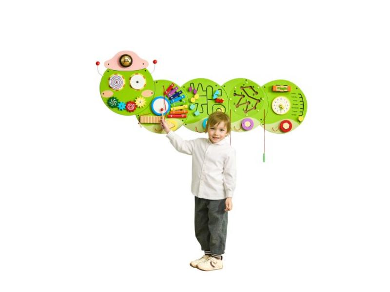 Caterpillar Activity Wall Busy Board Panels - 12 Activities - Montessori Sensory Wall Toy for Kids 3-12 Years - Montessori Learning Activity Center