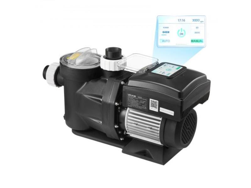 Variable Speed Pool Pump - 1.5 HP - AC 220-240V - 115 GPM for Inground & Above Ground Swimming Pool - Powerful Self Priming - Programmable Timer