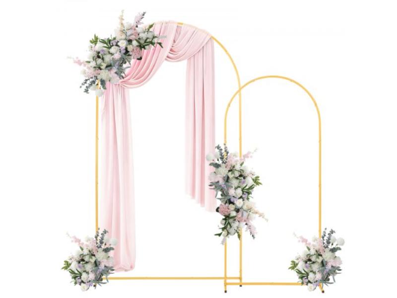 Arch Backdrop Stand - 7.2 ft. & 6 ft. - Stable Structure - Easy Assembly for Wedding - Birthday Party - Graduation - Gold - Pack of 2