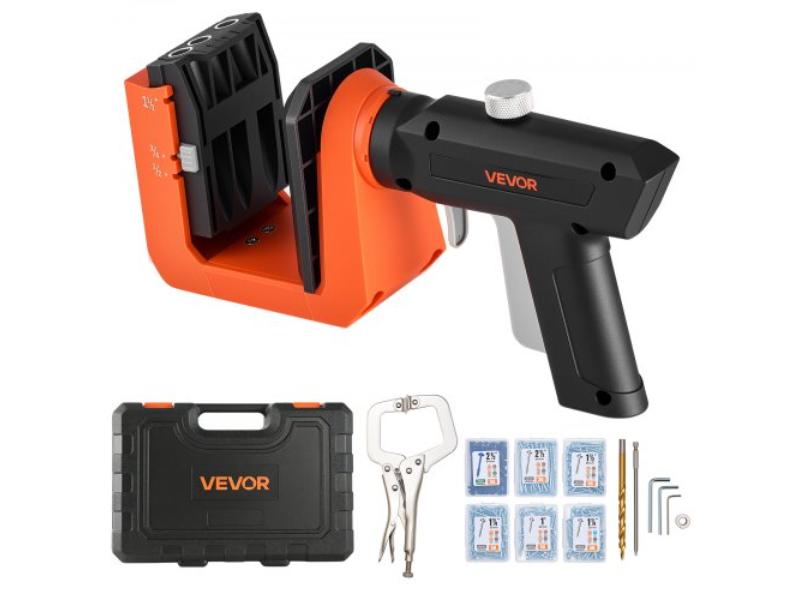 Pocket Hole Jig Kit - 0.5 in. - 0.75 in. - 1.5 in. Adjustable - 360 Deg Rotating Handle - Pocket Hole System with 260 Screws - C-Clamp - Drill Bit