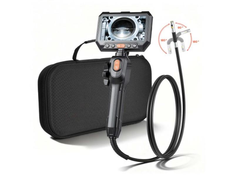 VEVOR 2-Way Dual-Lens Articulating Endoscope with Light, 1080P HD Industrial Borescope Inspection Camera with 0.24-inch Slim Articulated Probe,...