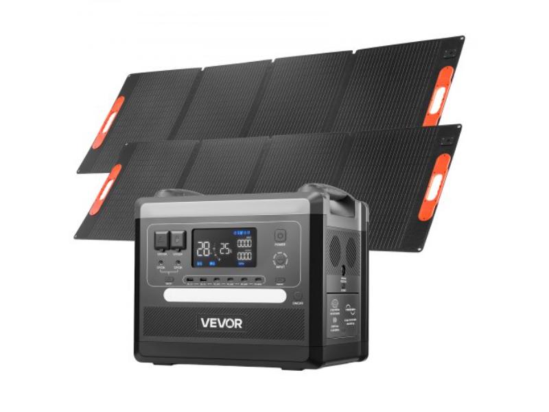 Portable Power Station - 2400W Solar Generator - 2160Wh Expandable LiFePO4 Battery Backup for Home & Outdoor Camping RV 200W Solar Panels - 2 Piece