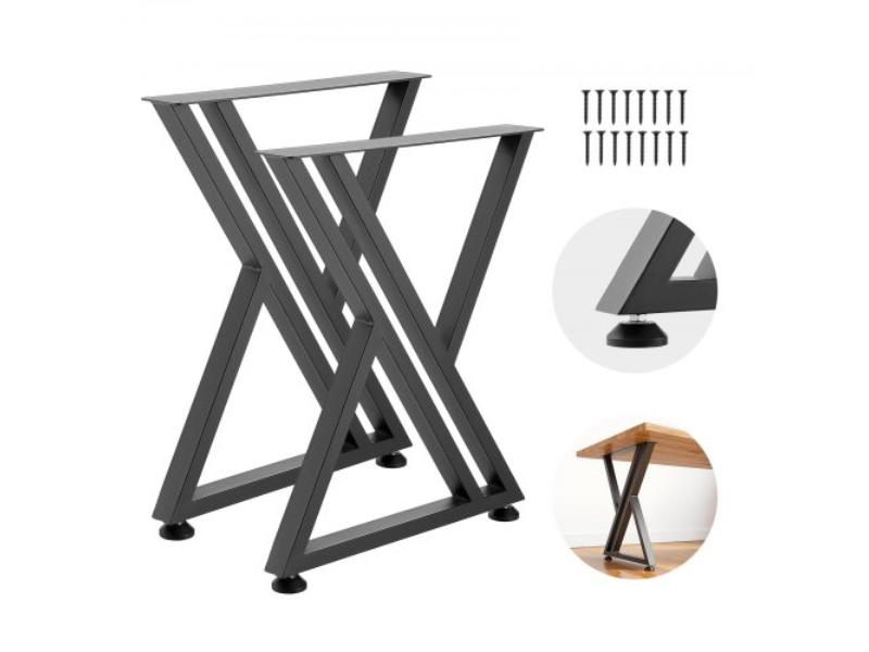 29.1 x 24 in. Steel Table Legs, 2204 lbs Max Load - Easy Installation for Home Office Desk & Coffee Tables, Black - Pack of 2