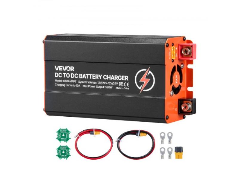 DC to DC Charger with MPPT - 520W - 40A On-Board Battery Charger - Solar Panel Alternator Dual Input - Smart Multi-Stage Charging for 12V Batteries