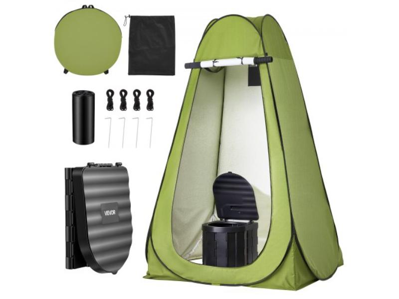 Portable Toilet Kit - 330 lbs Load Capacity - Folding Camping Toilet with Privacy Tent - Outdoor Travel Potty for RV - Camping & Hiking