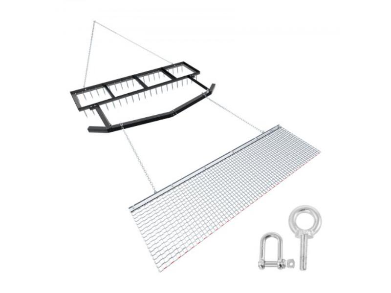 Drag Harrow - 6 ft. Tow-Behind Driveway Grader with Chain Harrow - Adjustable Width - 80 lbs Load Capacity - Fits ATVs - UTVs & Tractors