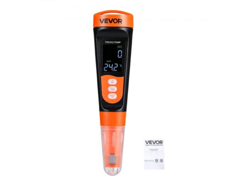TDS Meter 0-9990 ppm Measuring Range - EC-TDS Multi-Parameter Measurement - Digital Water Tester with ATC for Drinking Water, Orange & Black