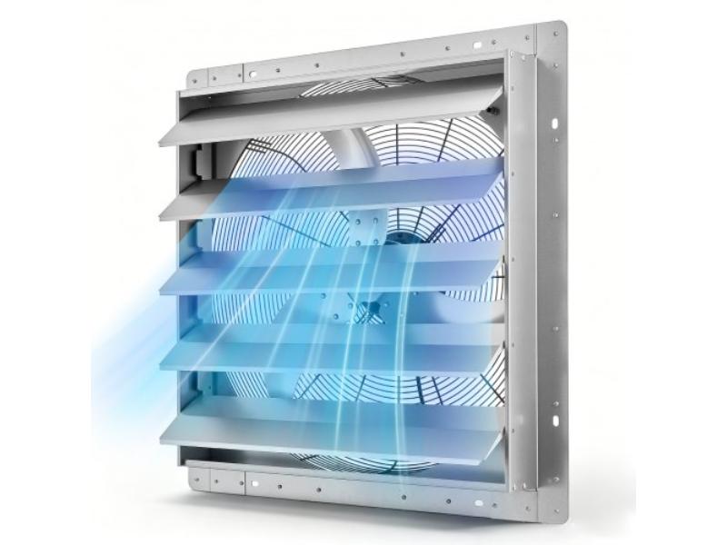 Shutter Exhaust Fan - 24 in. Wall-Mount - Automatic Louvers - Steel Housing - Low Noise - AC Motor - 7030 CFM for Attic & Garage - Silver