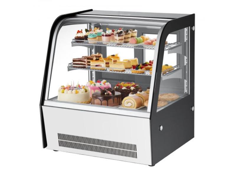 Refrigerated Display Case - 4.2 cu. ft. Countertop Pastry Display Case - 2-Tier Commercial Cake Refrigerator with LED Lighting - TURBO Cooling