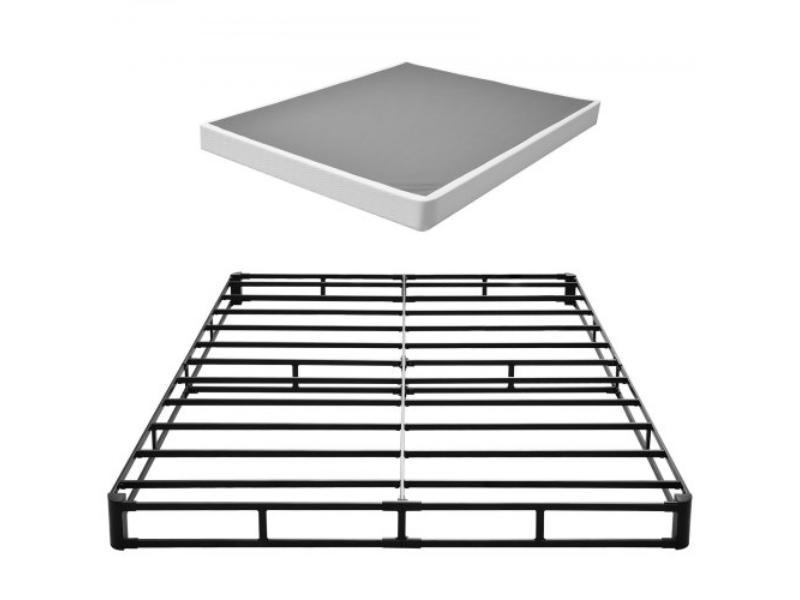 79.1 x 59.6 x 5.1 in. Queen Size Box Spring Bed Frame with Washable Fabric Cloth - Heavy Duty Metal Frame - 5.1 in. Mattress Foundation