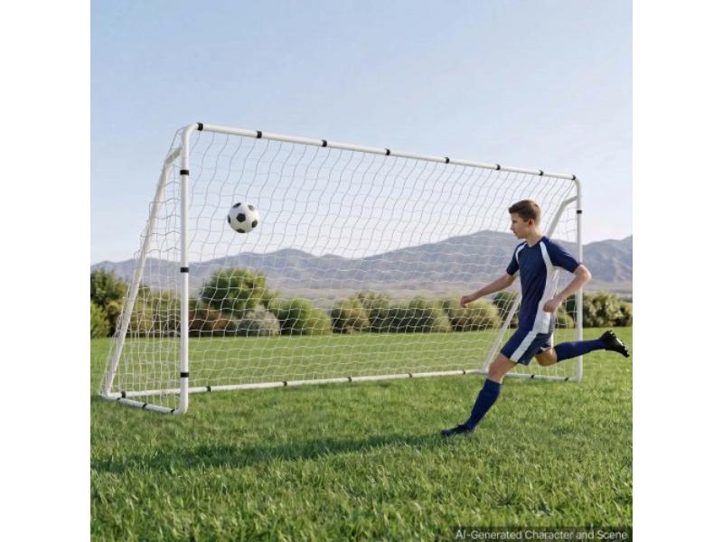 Soccer Goal - 12 x 6 ft. with Iron Frame & PE Net - Portable & Durable Set for Youth & Adults Outdoor Backyard Practice Training