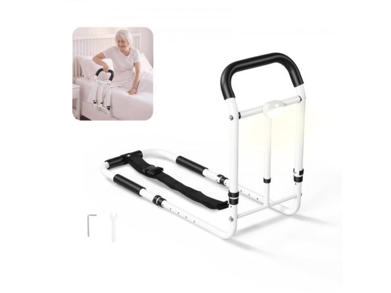 Bed Rails for Elderly Adults - 200 lbs Loading Bed Side Assist Rail with Motion Sensor LED Light - Adjustable Height & Length - Non-Slip Handle