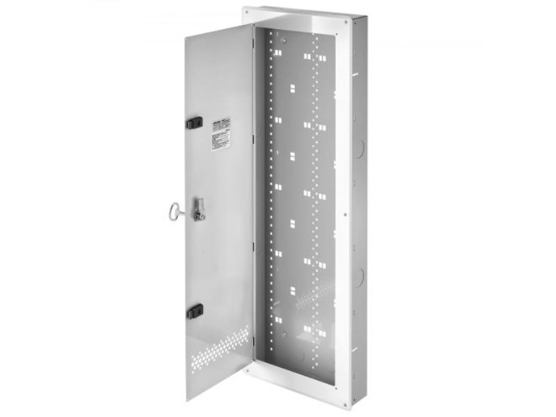 Structured Media Enclosure - 42 in. Wiring Cabinet with Hinged Cover - In Wall Cable Management Network Box - Cold-Rolled Steel
