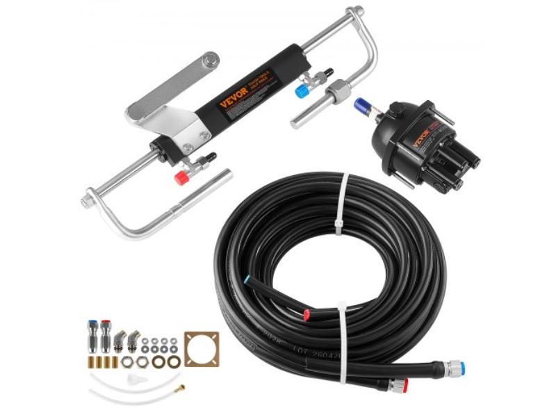 Hydraulic Steering Kit - 90HP Hydraulic Outboard Steering System - 24 ft. Marine Boat Steering System - 2.5 MPa Helm Pump for Single-Engine Use