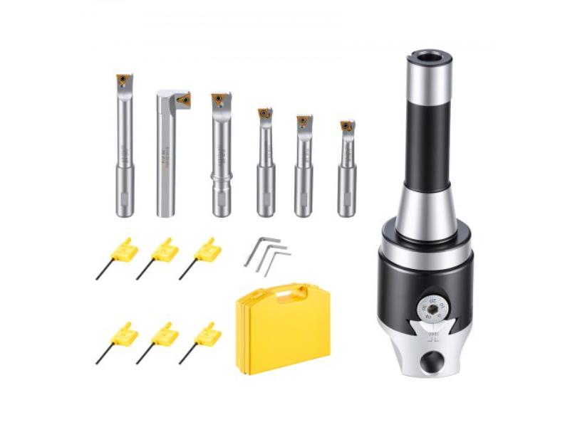 R8 Boring Head - 2-Inch Indexable Boring Bar Set with R8 Shank for Milling Machine Drill Press - 0.43 in. to 4.5 in. - Pack of 8
