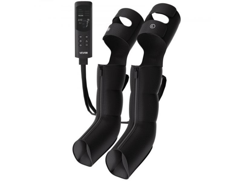 Leg Compression Massager - 9 Intensities Air Compression - 6 Massage Modes - 3 Heat Settings - Auto Shut-Off Timer - Adjustable Fit