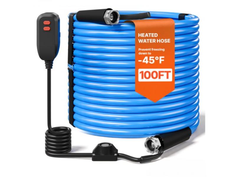 Heated Water Hose - 100 ft. for RV - -45 Deg F Anti Freeze - 0.5 in. ID with GFCI - Built-in Thermostat - Freeze & Leak-Proof - Lead & BPA Free